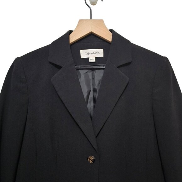 Calvin Klein Luxe Stretch 2 Button Notch Lapel Long Sleeve Blazer Sz 6 - Picture 3 of 8